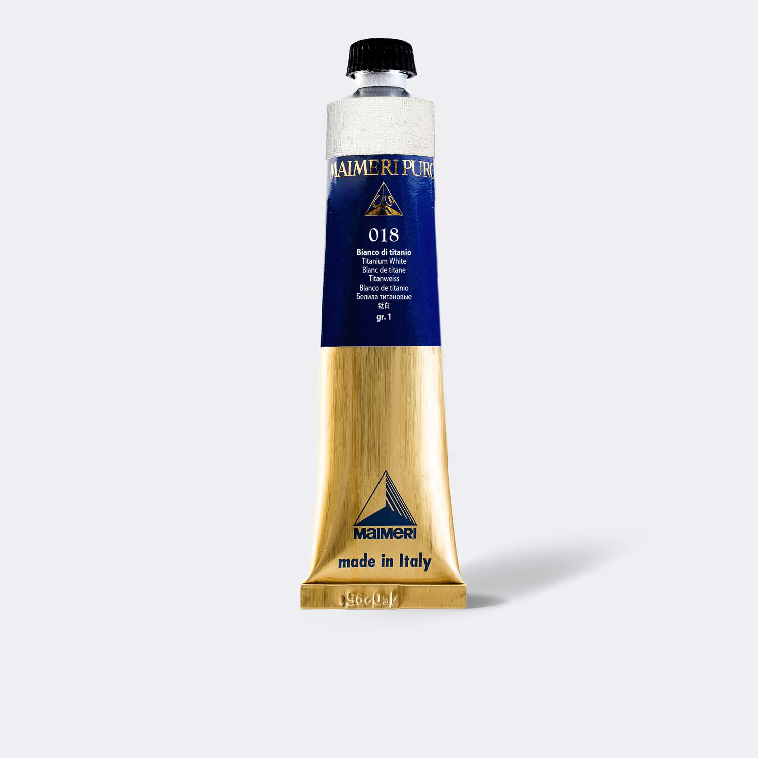Maimeri Puro Titanium White 80 ml oljemalingtube med ren, opak hvit tone