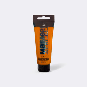 Maimeri Acrilico Permanent Yellow Medium 75 ml akrylmaling – semi-ugjennomsiktig mellomgul for kunstnere, kunststudenter og amatører med medium lysbestandighet og høy pigmentering.