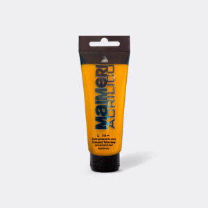 Maimeri Acrilico Permanent Yellow Deep 75 ml akrylmaling – semi-ugjennomsiktig dyp gul for kunstnere, kunststudenter og amatører med medium lysbestandighet og høy pigmentering.