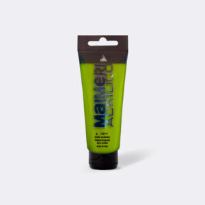 Maimeri Acrilico Yellow Greenish 75 ml akrylmaling – semi-ugjennomsiktig gulgrønn farge for kunstnere, studenter og amatører med medium lysfasthet.