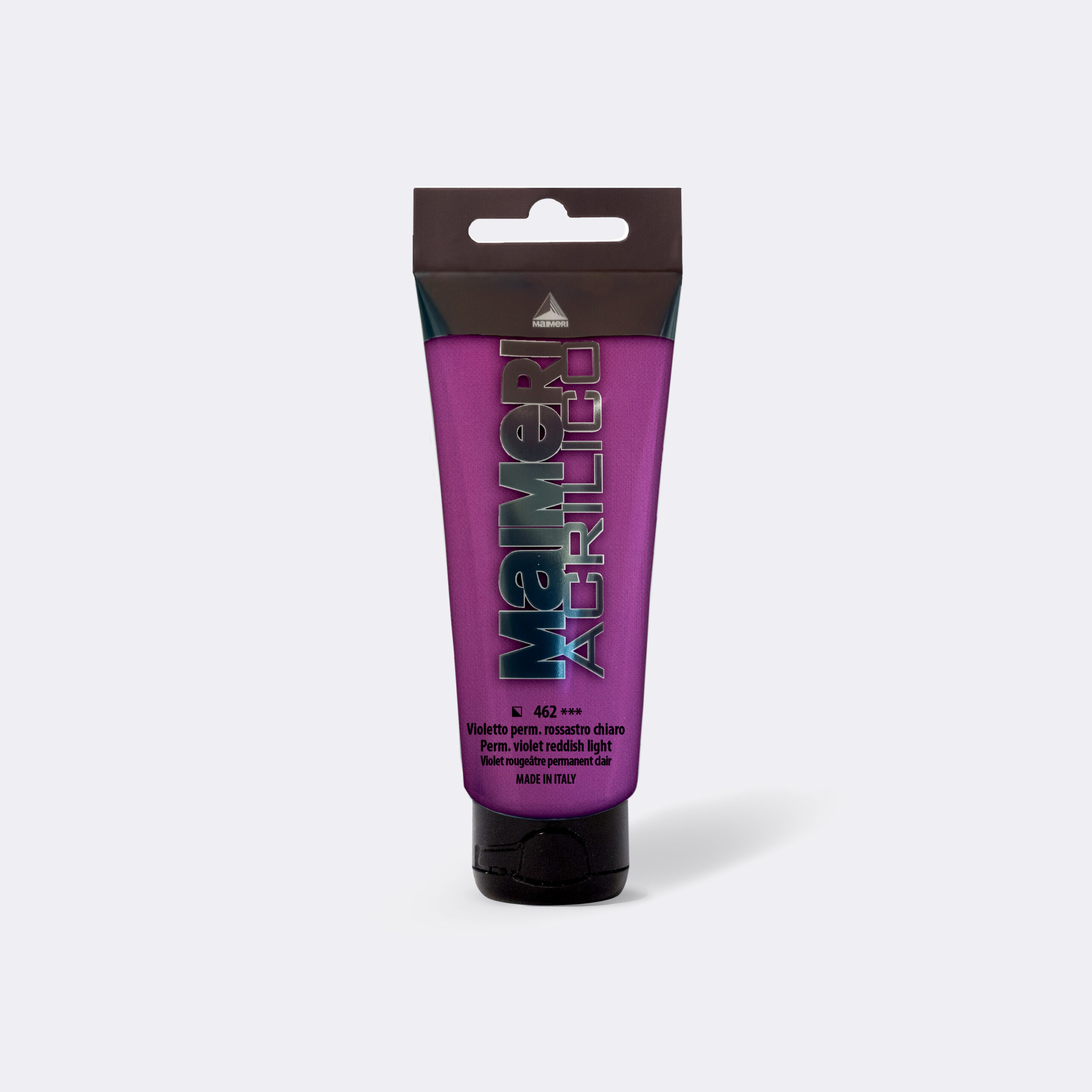 Maimeri Acrilico Perm Violet Reddish Light 75 ml akrylmaling – semi-ugjennomsiktig rød-lilla for kunstnere, kunststudenter og amatører med høy pigmentering og maksimal lysbestandighet.
