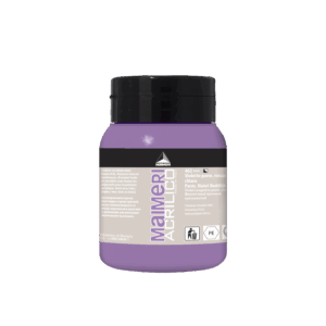 Flaske med Maimeri Acrilico akrylmaling, farge Perm Violet Redd Light, 500 ml, smørig konsistens, semi-dekkende, egnet for pensel og malekniv.