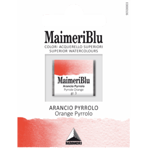 MaimeriBlu Orange Pyrrolo akvarell i 1/2 Pan – semi‑opaque oransje farge for profesjonelle kunstnere