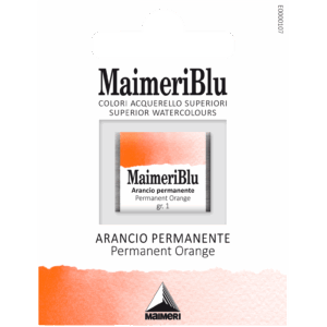 MaimeriBlu Permanent Orange akvarell i 1/2 Pan – transparent intens oransje farge for profesjonelle kunstnere