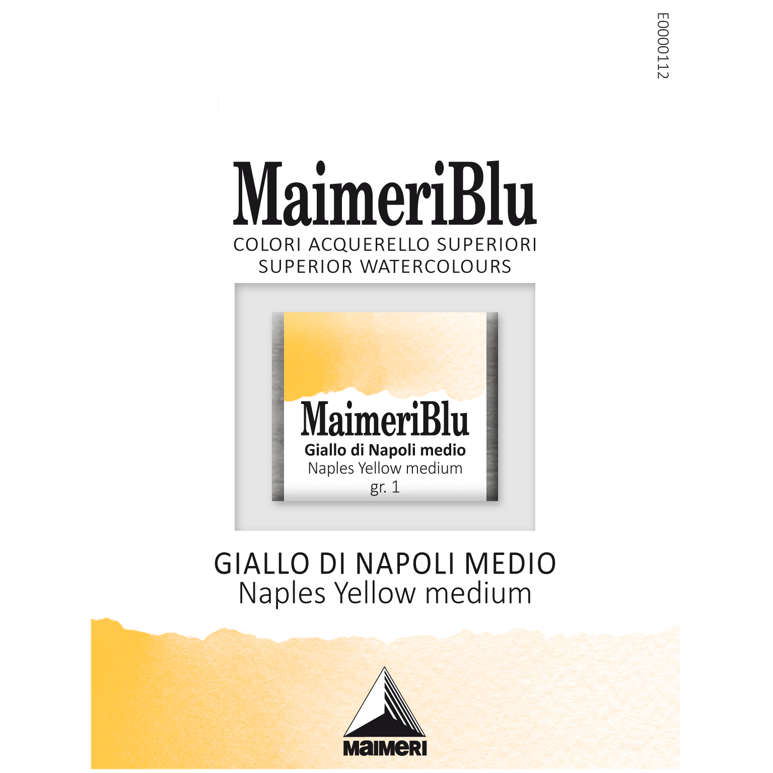 MaimeriBlu Naples Yellow Medium akvarell i 1/2 Pan – semi‑opaque varm gul farge for profesjonelle kunstnere