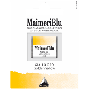 MaimeriBlu Golden Yellow akvarell i 1/2 Pan – klar transparent gul farge for profesjonelle kunstnere