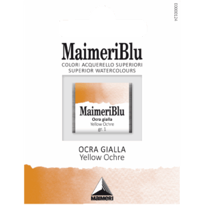 MaimeriBlu Yellow Ochre opa­k profesjonell akvarell i 1/2 pan