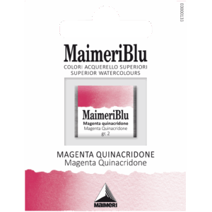 MaimeriBlu Magenta Quinacridone akvarell i 1/2 Pan – transparent magenta farge for profesjonelle kunstnere