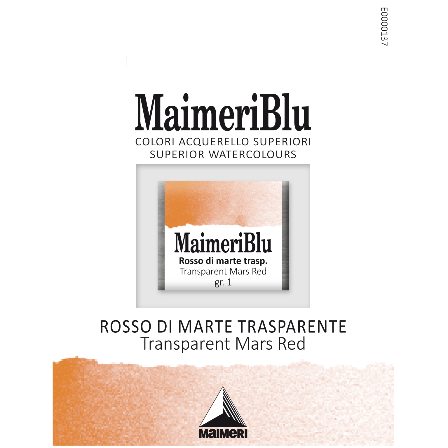 MaimeriBlu Transparent Mars Red transparent profesjonell akvarell i 1/2 pan