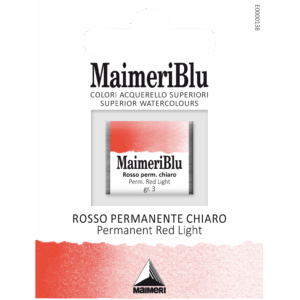 MaimeriBlu Permanent Red Light akvarell i 1/2 Pan – transparent lys rød farge for profesjonelle kunstnere