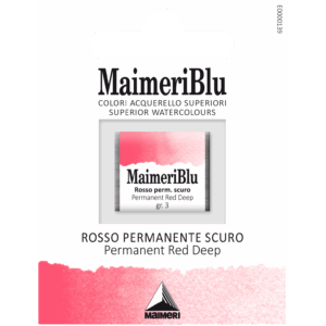 MaimeriBlu Permanent Red Deep akvarell i 1/2 Pan – transparent dyp rød farge for profesjonelle kunstnere