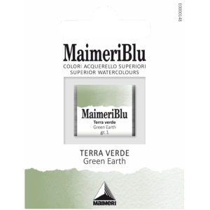 MaimeriBlu Green Earth akvarell i 1/2 Pan – transparent jordgrønn farge for profesjonelle kunstnere