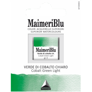 MaimeriBlu Cobalt Green Light 1/2 Pan profesjonell akvarell med pigment PG50 og meget god lysfasthet