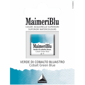 MaimeriBlu Cobalt Green Blueish 1/2 Pan profesjonell akvarellmaling med høy lysfasthet og semi-opaque pigment PG50
