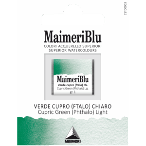 MaimeriBlu Blu Cupric Green Light akvarell i 1/2 Pan – lys, transparent grønn farge for profesjonelle kunstnere