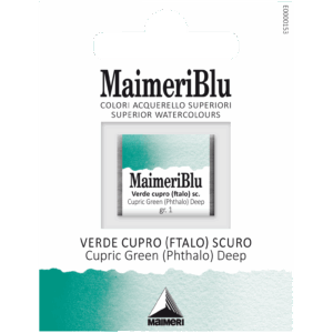 MaimeriBlu Blu Cupric Green Deep akvarell i 1/2 Pan – dyp, transparent grønn farge for profesjonelle kunstnere
