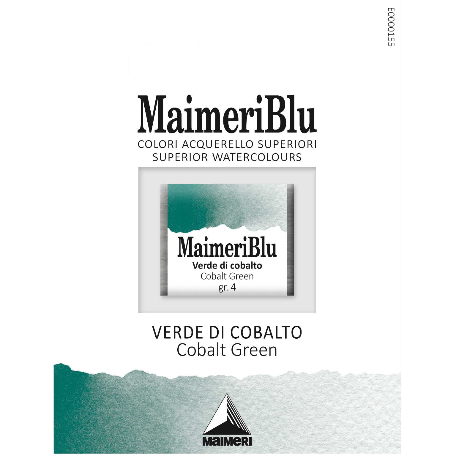 MaimeriBlu Cobalt Green 1/2 Pan profesjonell akvarellmaling med høy lysfasthet og semi‑opaque pigment PG26