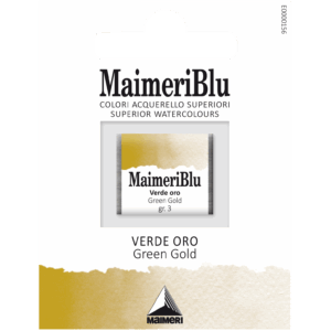 MaimeriBlu Green Gold akvarell i 1/2 Pan – semi‑opaque grønn‑gul farge for profesjonelle kunstnere