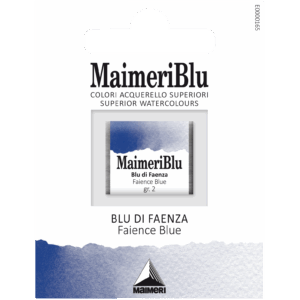 MaimeriBlu Blu Faience Blue akvarell i 1/2 Pan – dyp blå‑violett transparent farge for profesjonelle kunstnere