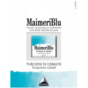 MaimeriBlu Blu Turquoise Cobalt semi-opaque profesjonell akvarell i 1/2 pan