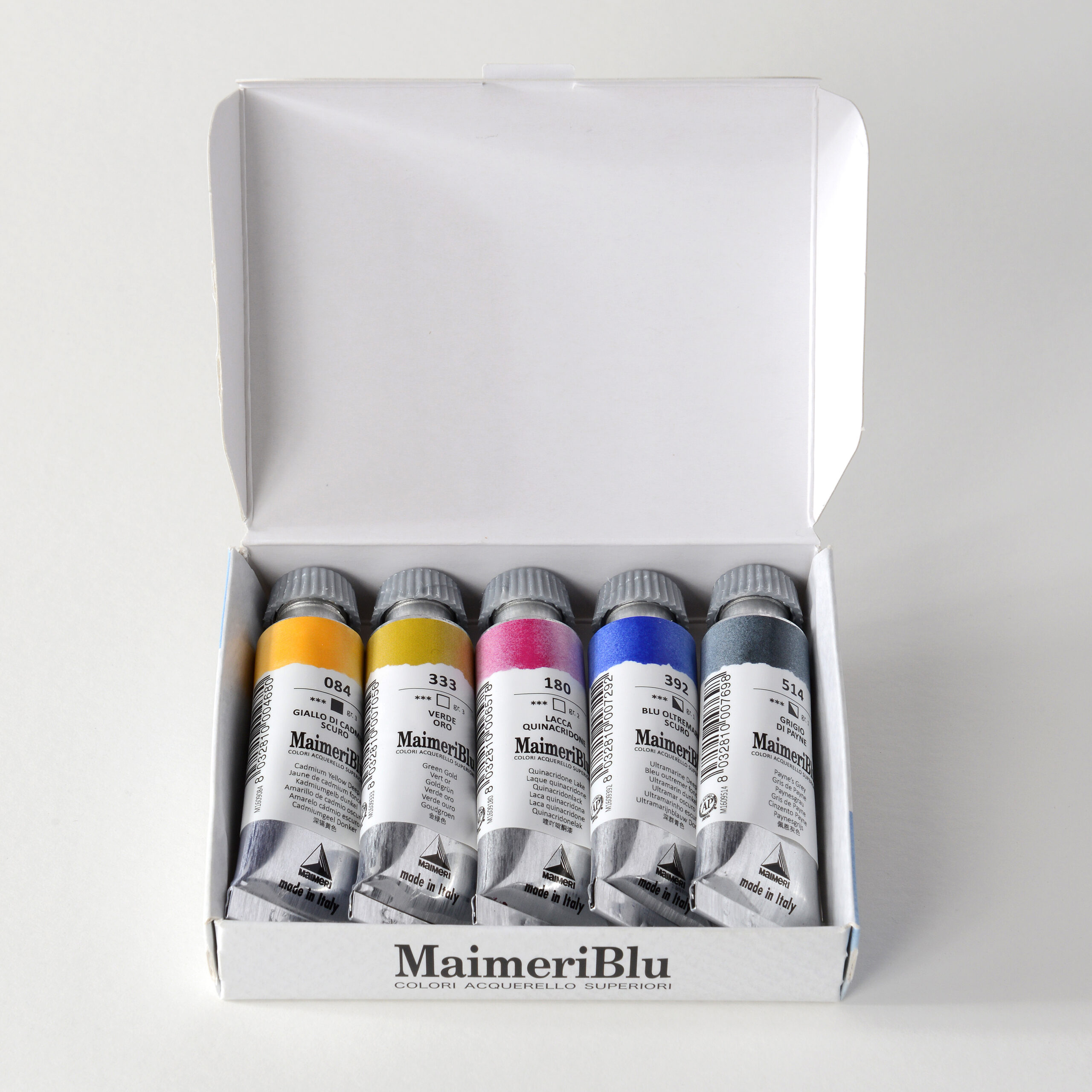 Maimeri Blu Artists’ Watercolour introsett med fem akvarelltuber à 12 ml