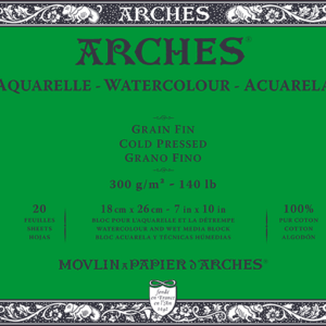 Arches Akvarellblokk, 300 g/m², Kaldpresset, 20 ark i størrelse 18 x 26 cm