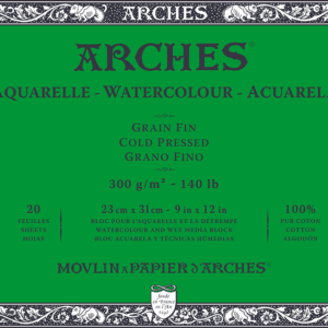 Arches Akvarellblokk, 300 g/m², Kaldpresset, 20 ark i størrelse 23 x 31 cm