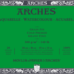 Arches Akvarellblokk, 300 g/m², Kaldpresset, 20 ark i størrelse 26 x 36 cm