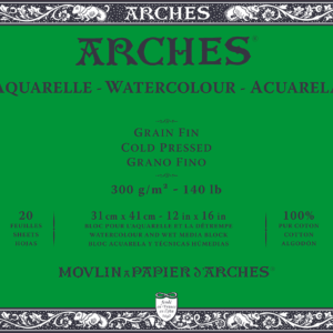 Arches Akvarellblokk, 300 g/m², Kaldpresset, 20 ark i størrelse 31 x 41 cm