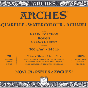Arches akvarellblokk, 300 g/m², grov struktur 20 ark i størrelse 23 × 31 cm
