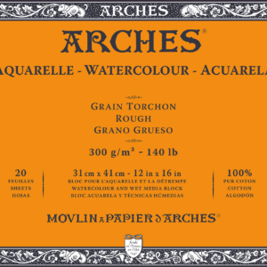 Arches akvarellblokk, 300 g/m², grov struktur 20 ark i størrelse 31 × 41 cm