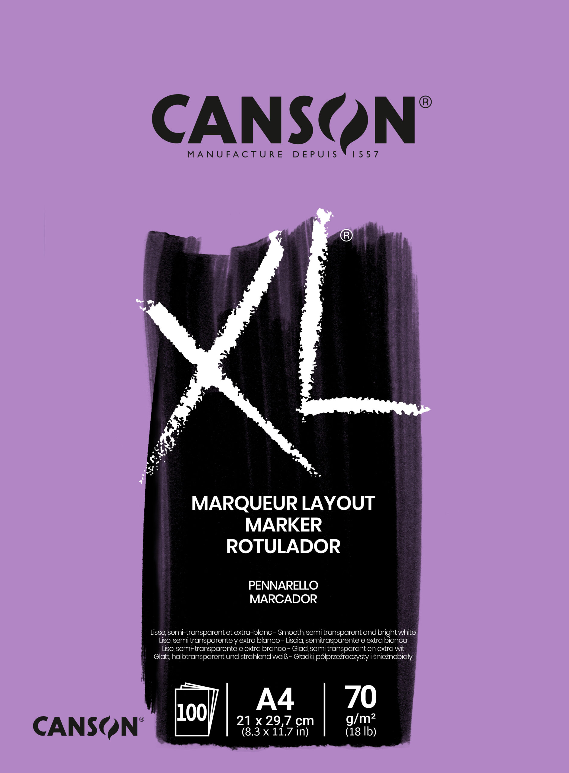 Canson XL Markerpapir, Limt A4 70G 100 Ark