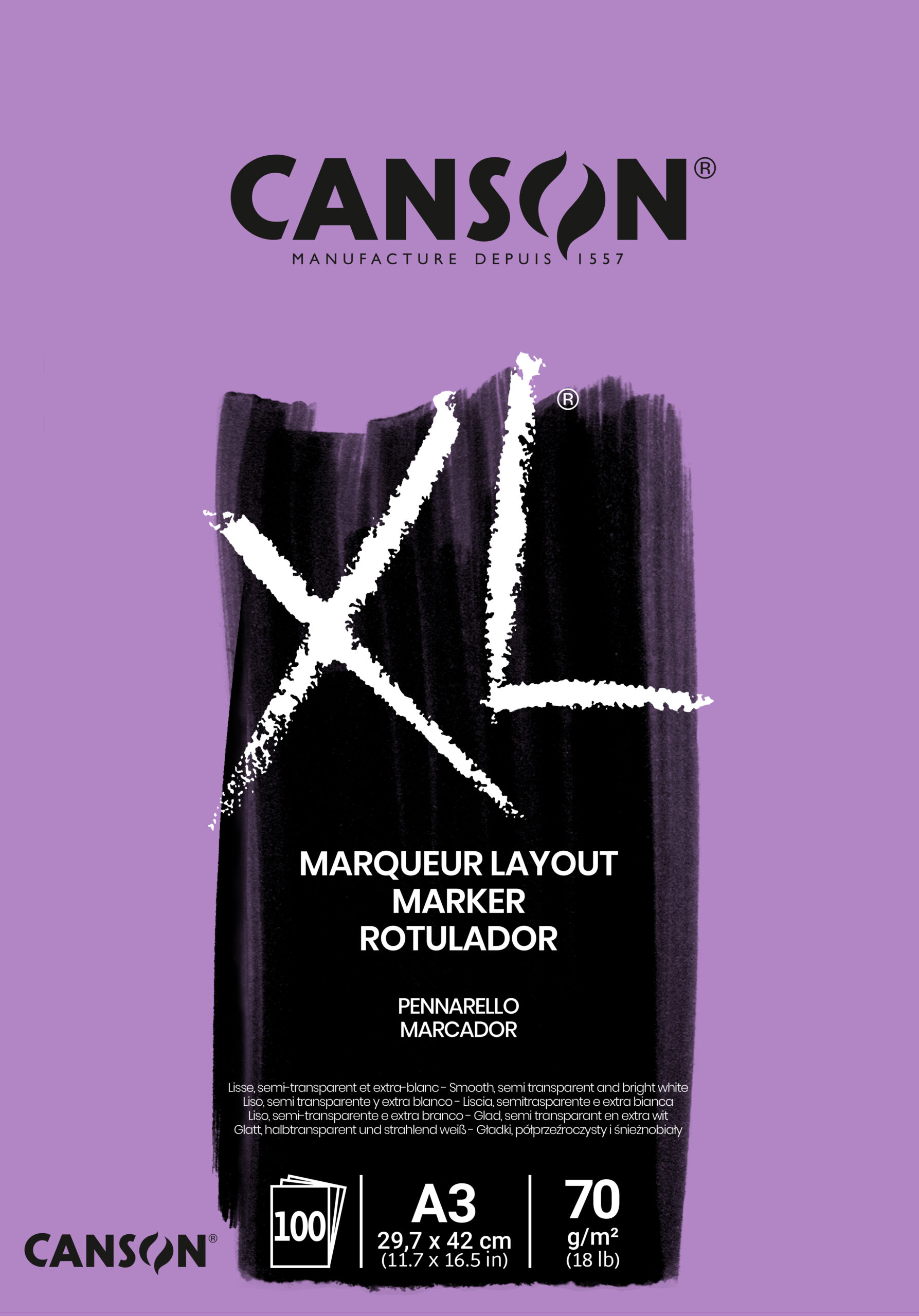 Canson XL Markerpapir, Limt A3 70G 100 Ark