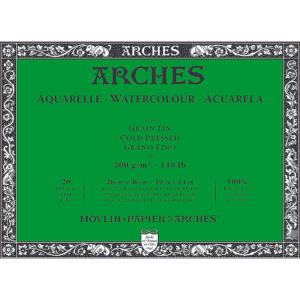 Arches Aquarelle akvarellblokk 26 x 36 cm, 300 g/m², fin struktur, 20 ark