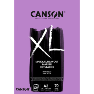 Canson XL Marker tegneblokk A3 med 100 ark ekstra hvitt, glatt papir på 70 g/m².