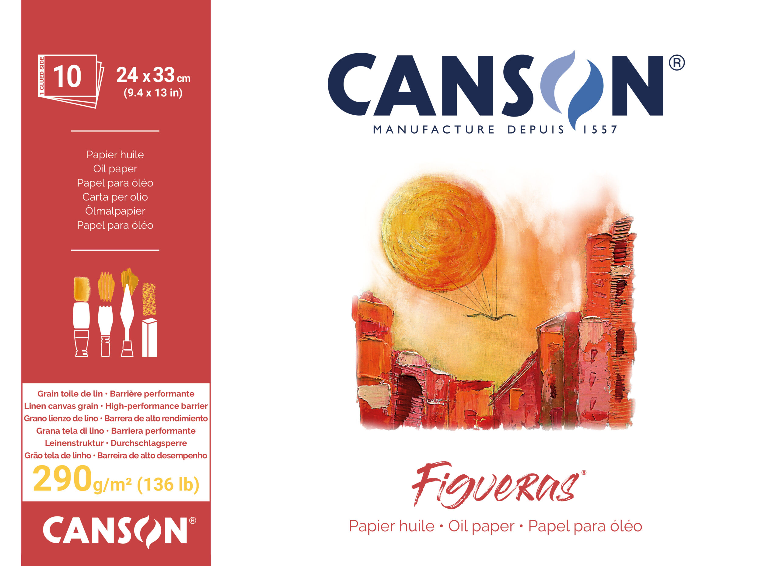 Figueras Lin Canvas Grain 24X33cm 290g Blokk 10 ark