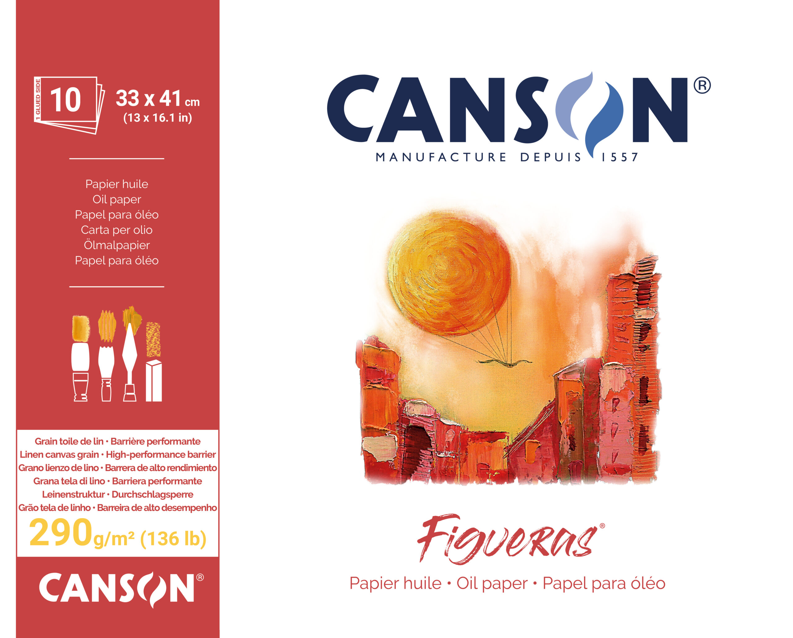 Figueras Lin Canvas Grain 33x41cm 290g Blokk 10 ark