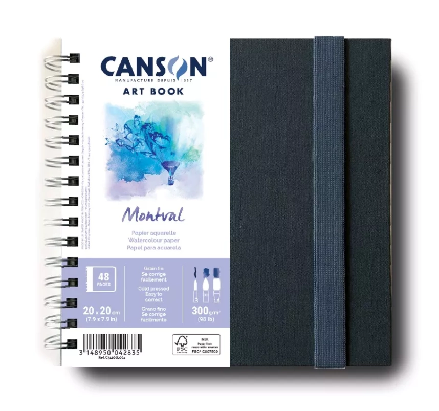 Kunstbok med spiralrygg, 24 sider, Montval® 20 × 20 cm, 300 g/m²