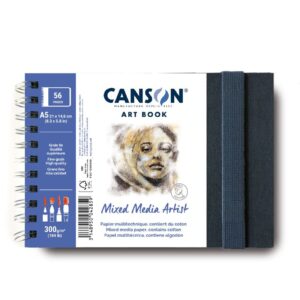 Canson Mixed Media Artist A5 skissebok i liggende format med spiralinnbinding og 28 ark papir på 300 g/m².