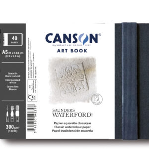 Kunstbok med spiralrygg på kortside – Saunders Waterford A5, 300 g/m², 20 ark, landskapsformat