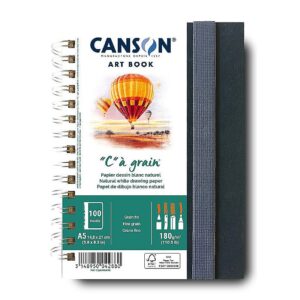 Canson C à Grain Artist Book A5 skissebok med finkornet tegnepapir på 180 g/m² og spiralinnbinding.