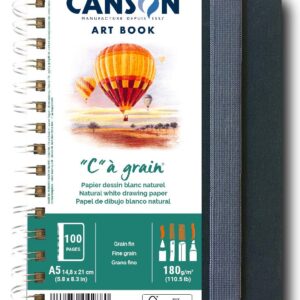 Kunstbok med spiralrygg på langside, C A Grain® A5, 180 g/m², 50 ark, portrettformat