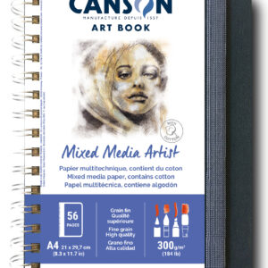 Kunstbok med spiralrygg på langside – Mixed Media, A4, 300 g/m², 28 ark, portrettformat