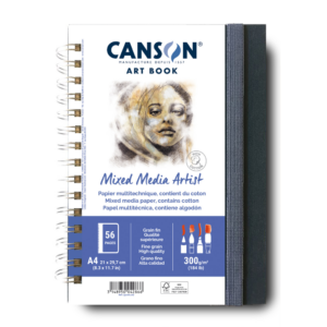 Canson Mixed Media Artist A4 skissebok med spiralinnbinding og 28 ark papir på 300 g/m².