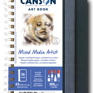 Kunstbok med spiralrygg på langside – Mixed Media, A5, 300 g/m², 28 ark, portrettformat