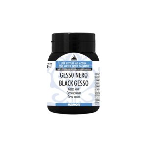 Maimeri Black Gesso 500 ml – svart akrylgrunning for lerret, gir matt overflate og sterke kontraster