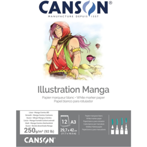 Canson Illustration tegneblokk A3 med 12 ark glatt, hvitt papir på 250 g/m².