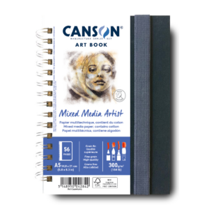 Canson Mixed Media Artist A5 skissebok med spiralinnbinding og 28 ark papir på 300 g/m².