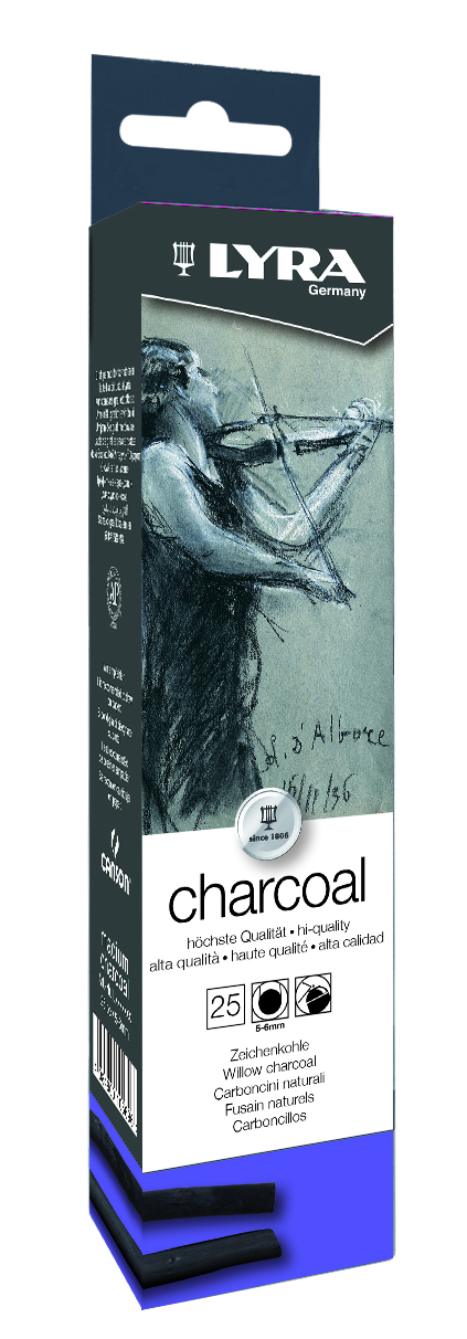 Lyra Naturlig kull, tykkelse 5-6 mm, eske med 25 stk