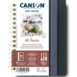 Kunstbok spiralbundet på langsiden Mi-Teintes® Hvit A5 160g 50 ark Portrettformat